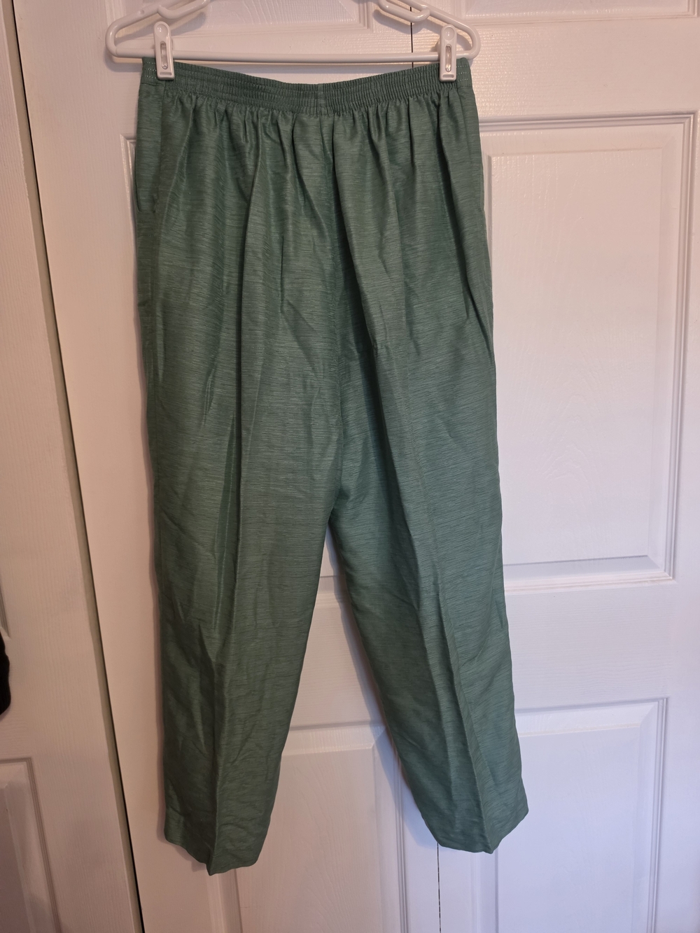 Alfred Dunner Seafoam Green Silk And Rayon Elastic-Waist Pants